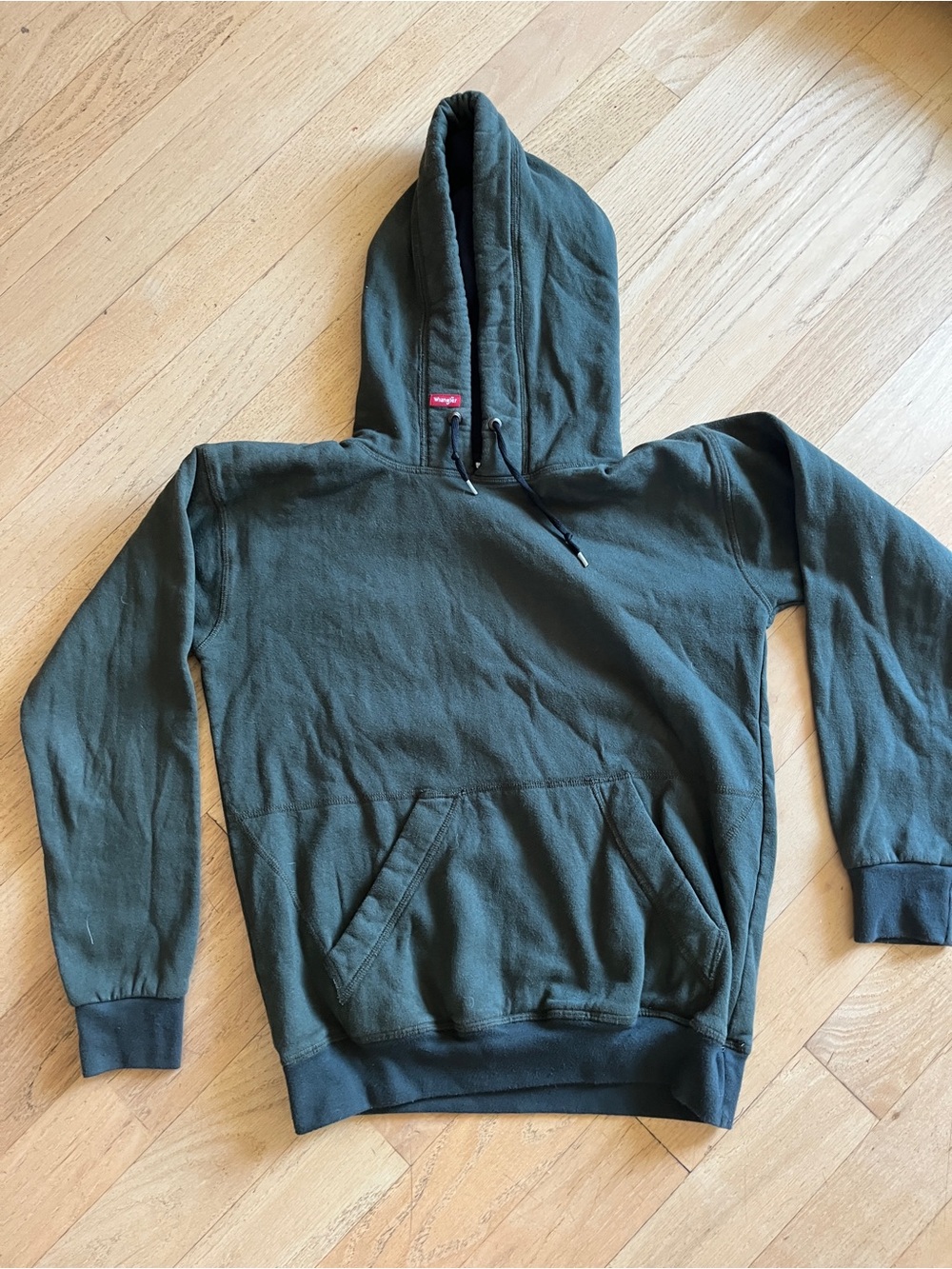 Wrangler hoodie dark Green with Red Logo Tag